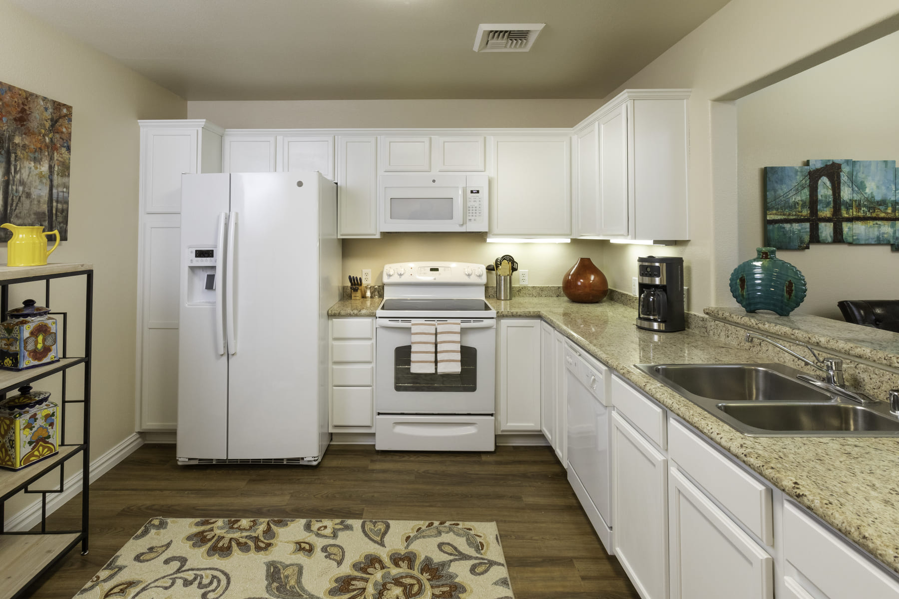 Kitchen with white appliances